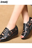 Gladiator Rome Casual Sandals Women Shoes Sandalia Feminina Genuine Leather Wedge Heel Comfort Sandals