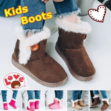 Snow Boots Turned-over Baby Plush Children Boots for Boys Girls Artificial Fur High Top Keep Warm Kids Winter