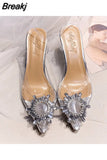 Summer Women Pumps High Heels Bling Crystal Shoes Sexy Pointed Toe Ladies Party Dress Shoes Transparent