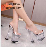 Breakj Yards 18-20 Cm Height Crystal Slope With Slippers Women's Summer Waterproof Platform Anti-Slip Thick