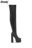Chunky Heeled Women Motorcycle Boots 2023 Winter Fashion Comfy Stretch Boots Great Quality Over The Knee-high