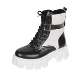 Ankle Boots Autumn Lace Up High Quality Leather Boots Platform Wear-resistant Comfortable Women Ankle Boots 2020