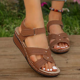 Round Head Pop Slope Heel Height Muller Velcro Adjustable Slipper Sandals