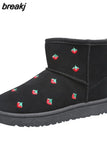 Cute Shoes Women Boots Shoes Winter Boots Snow Booties Black Platform Shoes Ankle Boots Plush Warm