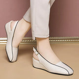 5.5CM Leather Women Shoes Slingbacks Wedges Pump Oxfords Brand Slip on Casual Shoes Moccasins Wild Driving Sandals