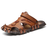 new Baotou cross border large men's Handmade casual sandals non slip outdoor beach vacation dual purpose