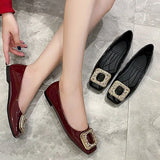 Women Flat Shoes Ballet Shoes Slip On Loafers Moccasins Brand Leather Flats Metal Decoration Ballerina Zapatos Mujer Size