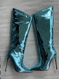 High Boots Candy Color Mirror Leather Women Knee High Boots High Heels Stilettos Runway Shoes for Women High Heel