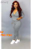 Fall PINK Letter Print Tracksuits Women Zip Hooded Long Sleeve Coat And Pants Two Piece Set Female Casual Sport