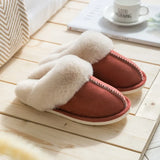 Winter Warm Home Fur Slippers Women Luxury Faux Suede Plush Couple Cotton Shoes Indoor Bedroom Flat Heels Fluffy