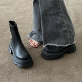 Boots Rock Shoes Woman Round Toe Lace Up Plush Winter Footwear Boots-Women Med Lolita Fur 2023 Autumn Ankle Solid Rome