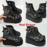 New Gothic Style Platform Vampire Cosplay Women Mid-calf Boots 2023 Winter Wedges Comfy Women Motorcycle Boots
