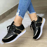 Mujer 2023 Women's Sneakers Platform Shoes Leather Stitching Casual Sneakers Women's Outdoor Running Vulcanized
