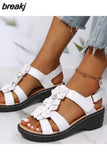 Women Reported Wedges Orthopedic Shoes Flowers Decoration Comfortable Walking Sandals Women Beach