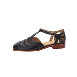 Summer Sandals Roman Style Retro Shoes On Low Heel 2 CM Closed Toe Sandalias Lady Retro Shoes Cowhide Gladiator