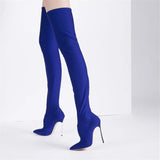 Women Sexy Over The Knee Boots Woman Pointed Toe Thin Heels Elastic Fabric Botas Mujer Autumn Winter Party Long