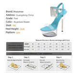 women shoes summer sandals gladiator heels Pole Dance High-heeled Sandals Clear High Heels Platform Diamonds Sandals