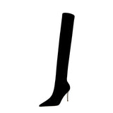 Breakj Women's Boots Thin Heel High Heel Nightclub Show Thin Sharp Pedicover The Knee Boots Stretch Socks