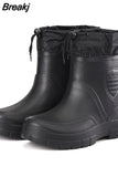 Men's Boots Windproof Outdoor Work Boots Cotton Rain Boots Men Snow Boots Waterproof Winter Rubber Boots Warm Light Ankle