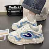 Harajuku Sneakers Women's Running Shoes 2024 New Thick Platform Sneakers students Outdoor Casual Pu Leather Vulcanized