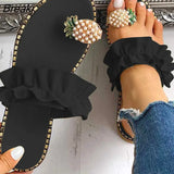 Women Slipper Pineapple Pearl Flat Toe Bohemian Summer Beach Sandals Ladies Shoes plus size Mujer