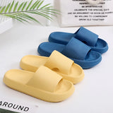 Thick Platform Bathroom Home Slippers Cloud Slippers Women Soft Sole EVA Indoor Slides Sandals Summer Non-slip Flip