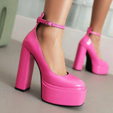 Pumps Chunky Heel Ankle Strap Shoes 2023 Spring Summer Fashion Sexy Mary Janes Wedding Shoes Pumps Big Size