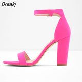 Women Sandals Open Toe Sexy Ankle Straps High Heels Summer Suede Thick Heel Pumps Dress Wedding