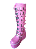 Sale Women Boots Buckle Heart Pink Wedges Thick Bottom Platform Knee High Women's Boots Goth Cosplay
