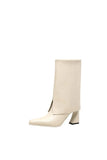 Women Genuine Leather Modern Boots Square Toe Mid Calf Boot High Heel Strange Style Ladies Shoes Autumn Winter