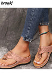 New Summer Flower Women's Sandals Car Line Non-slip Beach Shoes Large Size Flip Flops Wedges Comfortable Sandals Women