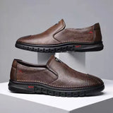 Autumn Brand Men's Casual Shoes Fashion Comfortable Leather Shoes for Men Soft Bottom Business Leather Slip-on Flat