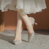 Queen 6CM Pointed Toe Bride Wedding Shoes Cinderella Prom Rhinestone Mary Janes High Heels Thin Heels Mary Jane