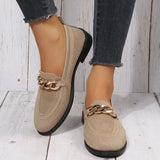 Fashion Flat Shoes Women Quality Metal Slip on Loafer Shoes Ladies Flats Mocassins Big Size 36-42 Zapatillas Mujer