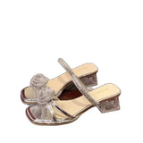 Breakj Summer New Word Water Diamond Mountain Tea Transparent Crystal And Temperament And High And Cool Slippers