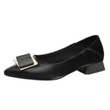 Women Fashion Black Pu Leather Slip on Pointed Toe Slip on Square Heel Pumps Lady Casual Beige High Heel Shoes for