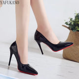 Color Small Fresh High Heels Patent Leather Stiletto Single Shoes Korean Sexy Pointed Pumps Black Professional Work