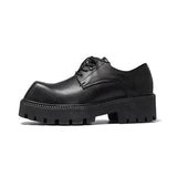 Breakj 2023 New Youth With Square Head British Wind Thick Bottom Niche Casual Daily Leather Shoes