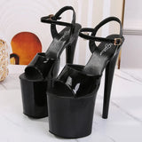 Breakj Patent Leather 20Cm High Heels Heel Sexy Waterproof Platform Hate Day Superb High Sandals Female