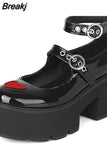 Wedges Mary Janes For Women Pumps 2023 Spring Summer Brand New Gothic Style Comfy Women Office Lady Shoes Big Size