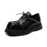 Breakj Niche Men's Shoes Platform Square Leather Shoes Men's Height Punk Personality Zipper Design Fashion Shoes