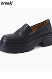Real Leather Size 34-40 Women Loafers Fashion Platform Sexy Solid High Heels Shoes Woman Pumps Office Lady
