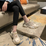 Size 35-40 Casual Sneakers Real Leather High Heels Shoes For Women Summer 2023 Fashion Platform Pumps Chunky