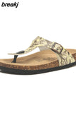 New Beach Cork Flip Flops Slippers 2023 Casual Summer Women Mixed Color Print Unisex Slip on Slides