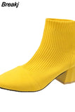 Stretch Fabric Booties Woman 2023 High Heels Luxury Designer Round Toe Ladies Stiletto Fashion Ankle boots Rubber