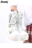 New Gothic Style Platform Vampire Cosplay Women Mid-calf Boots 2023 Winter Wedges Comfy Women Motorcycle Boots