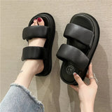 Shoes Woman 2024 Slippers Flat Platform Pantofle Luxury Slides New Rubber Designer Fashion PU Female Shoes Womens Slippers
