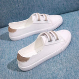 Zapatos De Mujer Lady Cute Sweet White Pu Leather Slip on Loafers Women Fashion Comfort Anti Skid Flat Shoes
