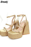 Sandals Woman Shoes Dropship 2023 Summer Brand New Great Quality Crystal Bling Sexy Woman Shoes Sandals Walking