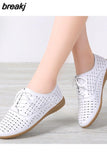 Summer Women Oxford Shoes Ballerina Flats Shoes Women Genuine Leather Shoes Moccasins Lace Up Loafers Zapatos